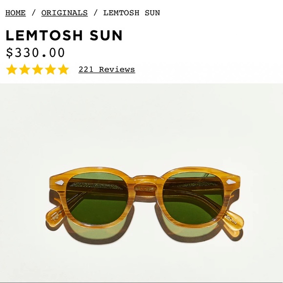 MOSCOT Other - Moscot Lemtosh Blonde/Olive sunglasses 49